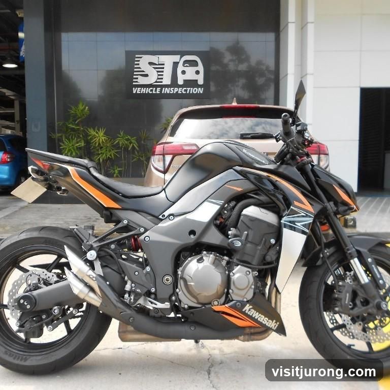 Motorcycle in front of Vehicle Inspection Center