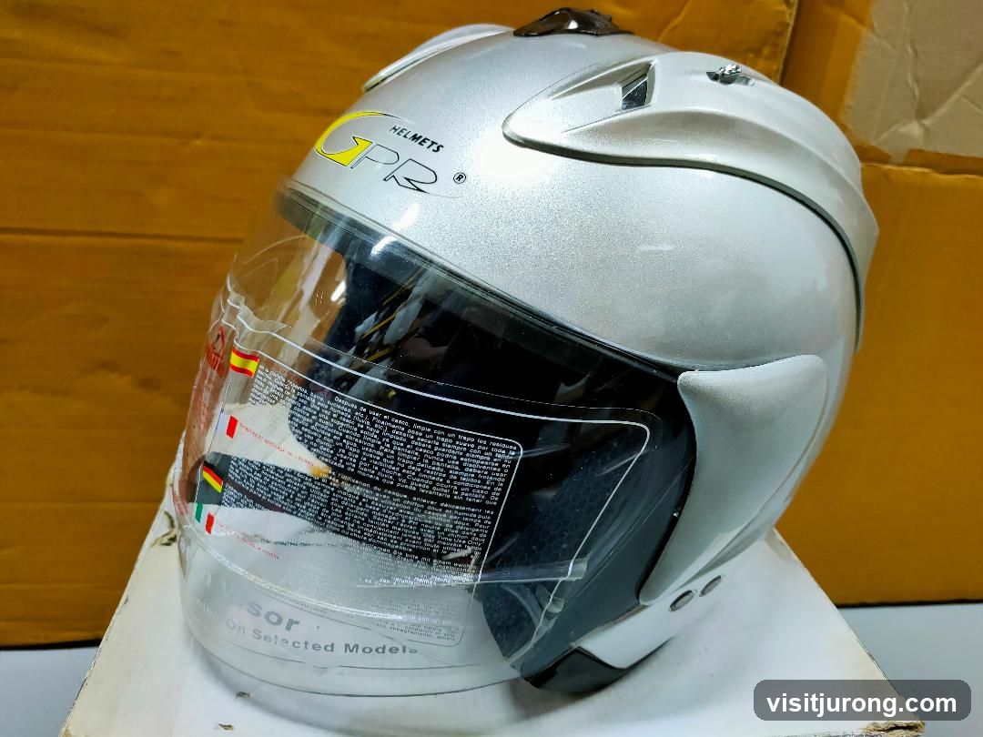 Silver Motorcycle Helmet