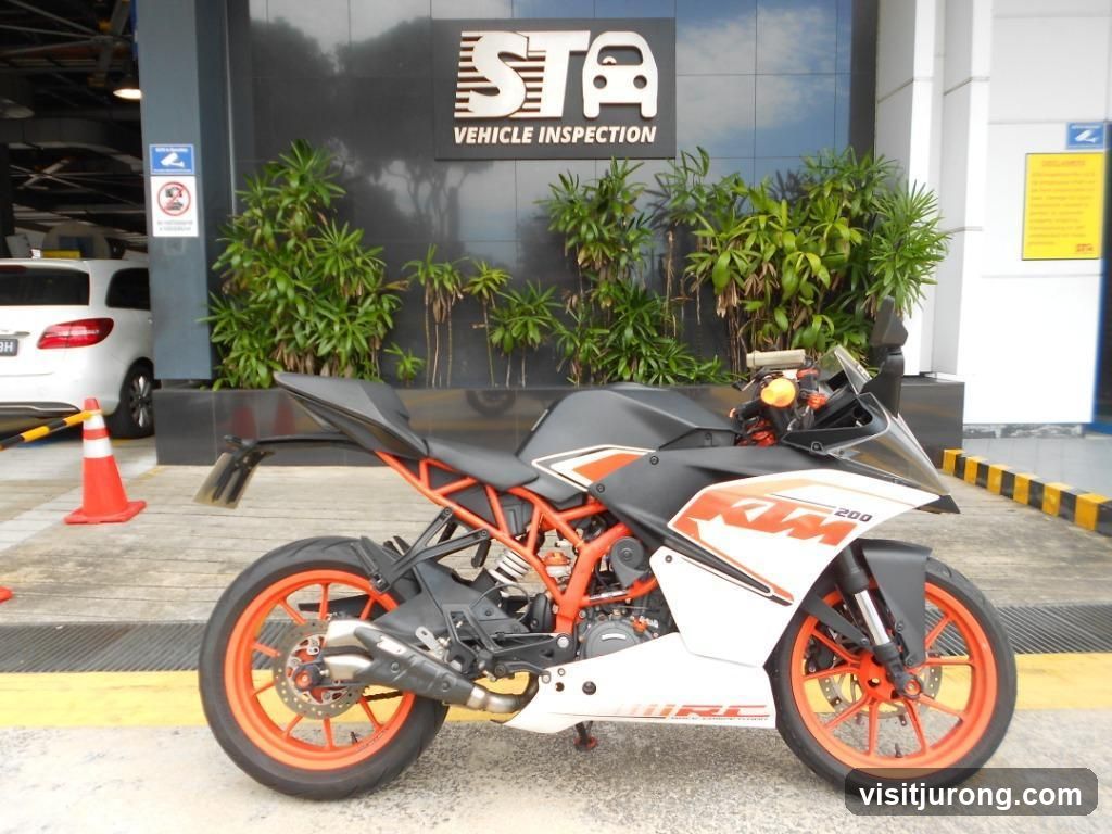 Motorcycle parked outside vehicle inspection center