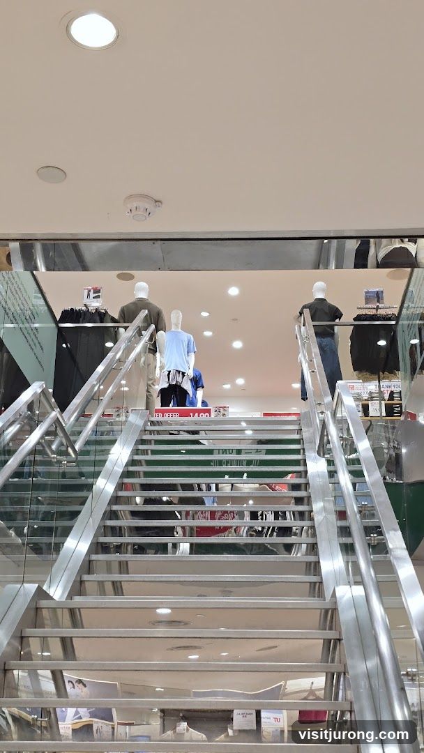 Store Interior with Mannequins and Stairs