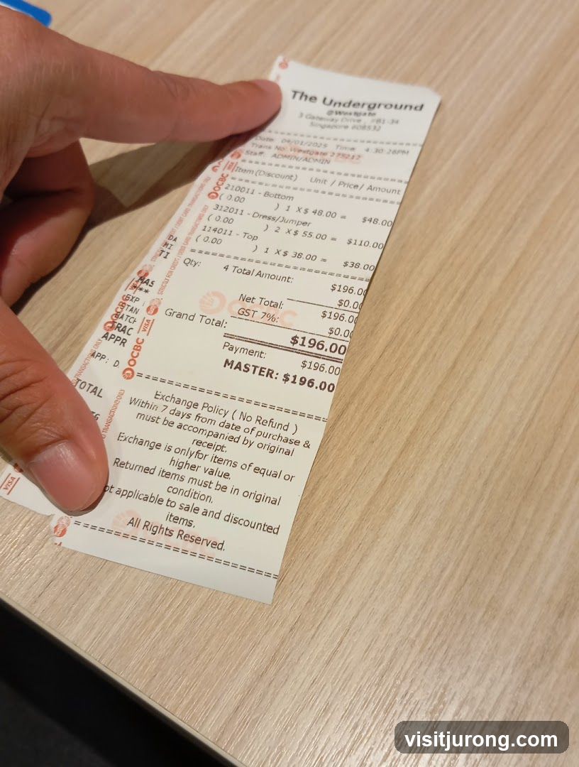 Receipt from The Underground