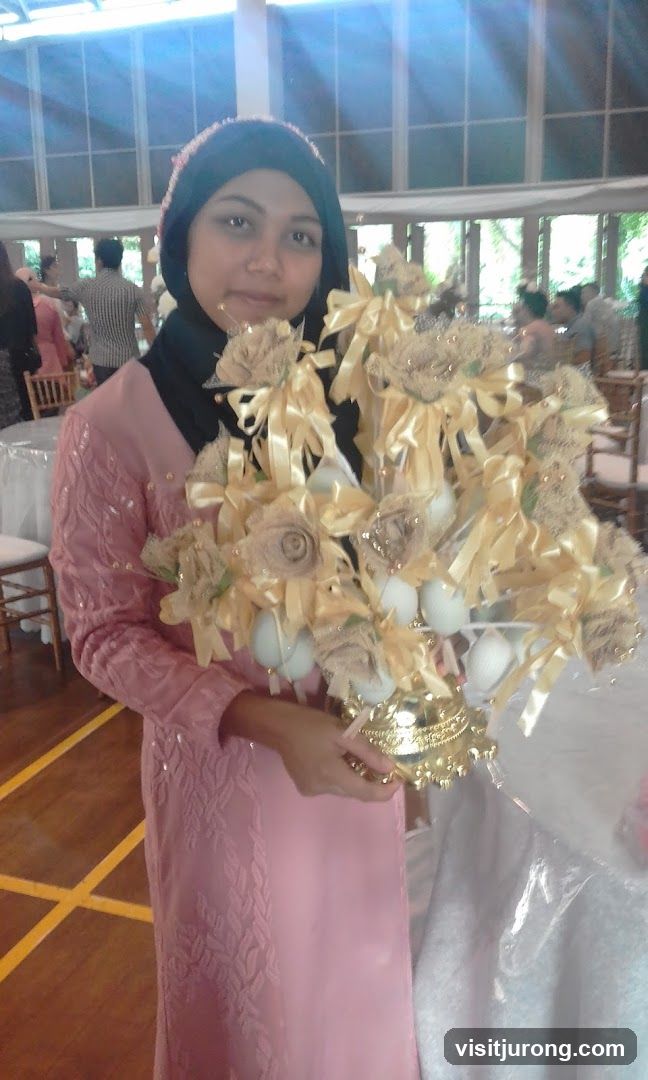 Woman holding a decorative bouquet