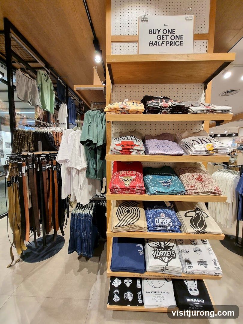 T-shirt display with sale sign