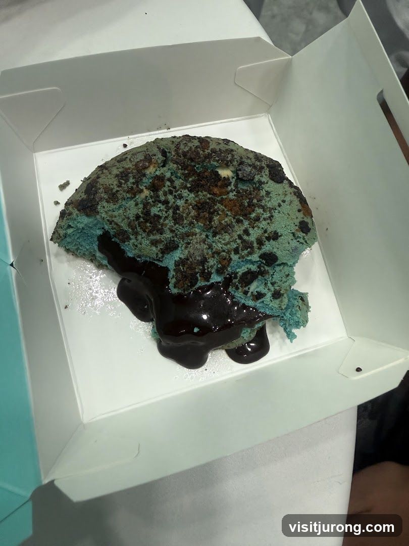 Blue Cookie with Chocolate Drizzle