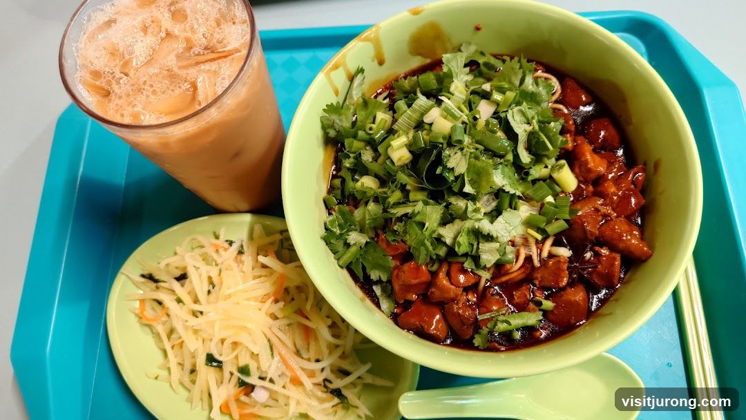 Noodles with Meat and Side Salad
