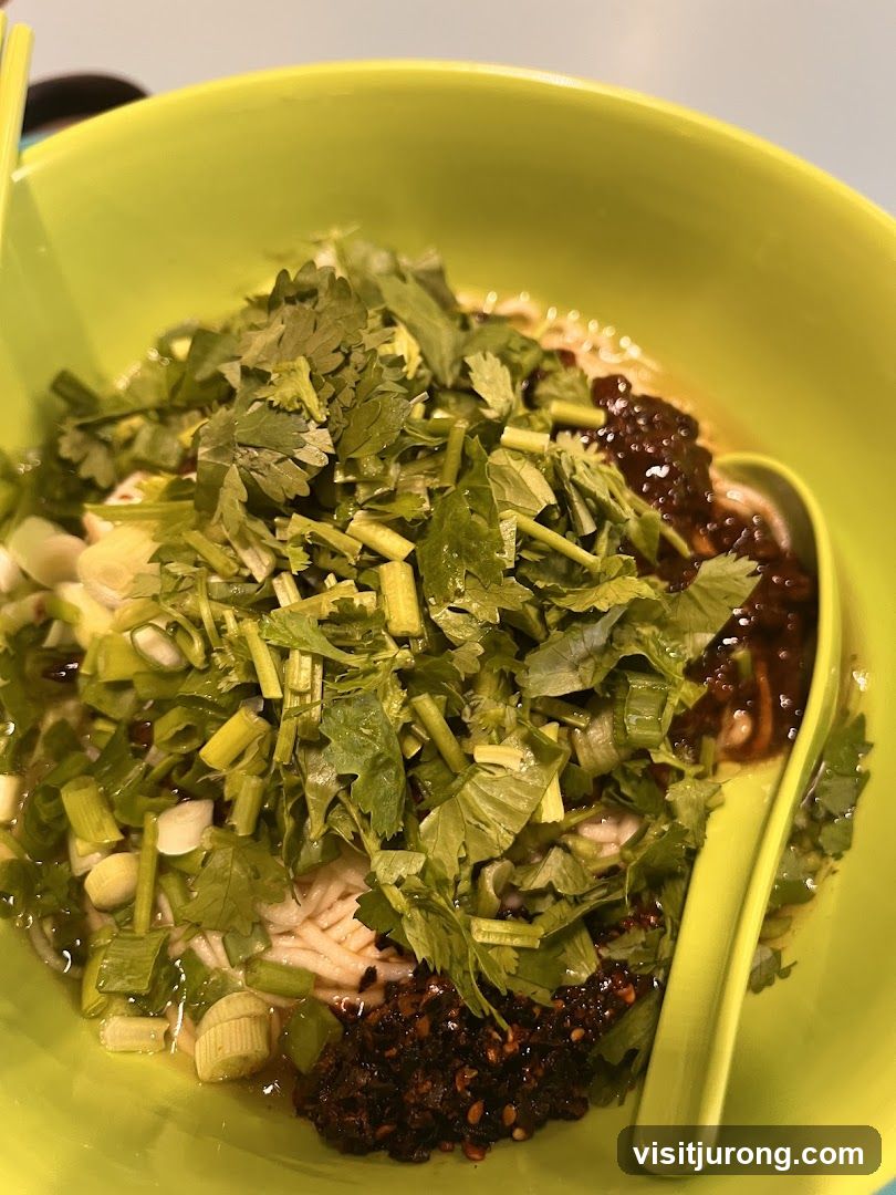 Noodle Dish with Cilantro and Chili Oil