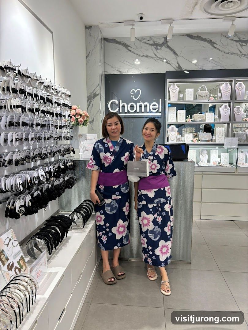 Two women in yukatas in a store
