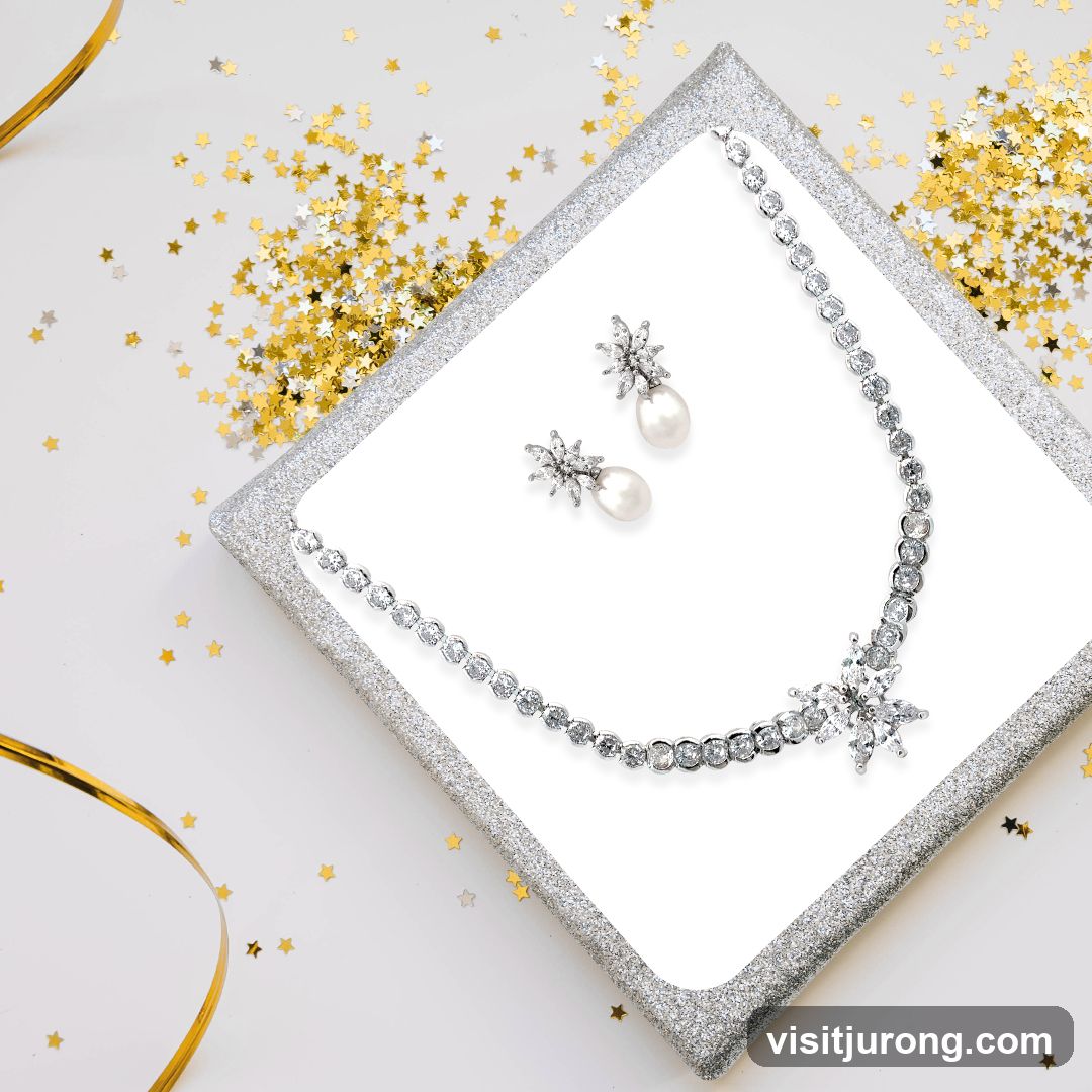 Diamond necklace and earrings with pearls