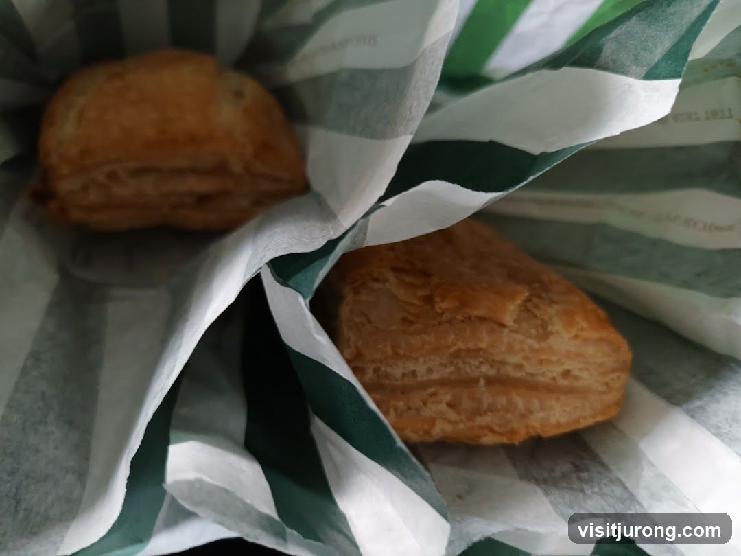 Pastries in a striped bag