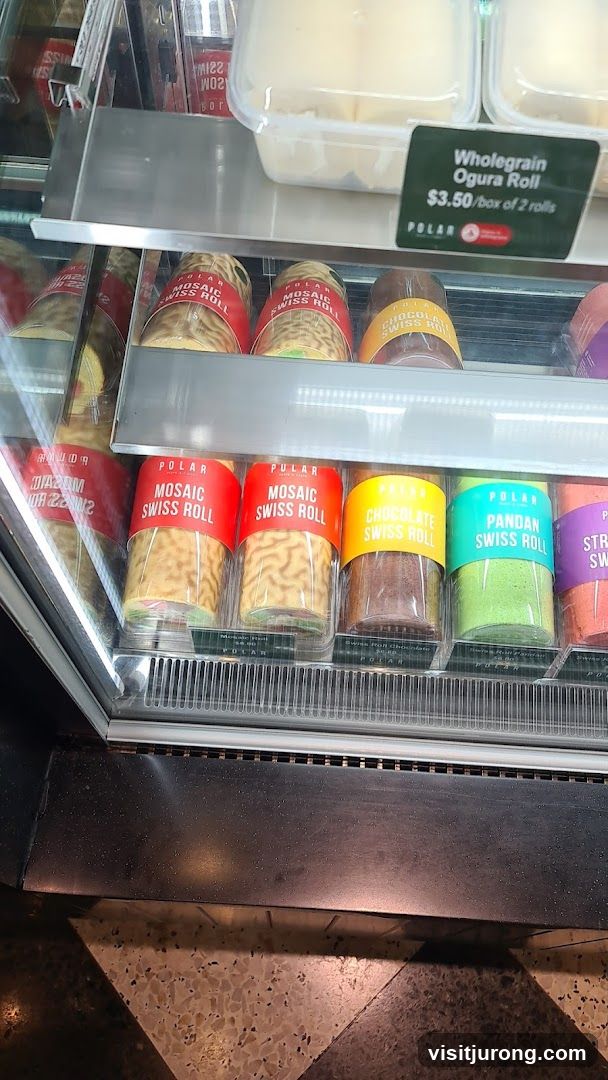 Assortment of Swiss Rolls in a Display Case