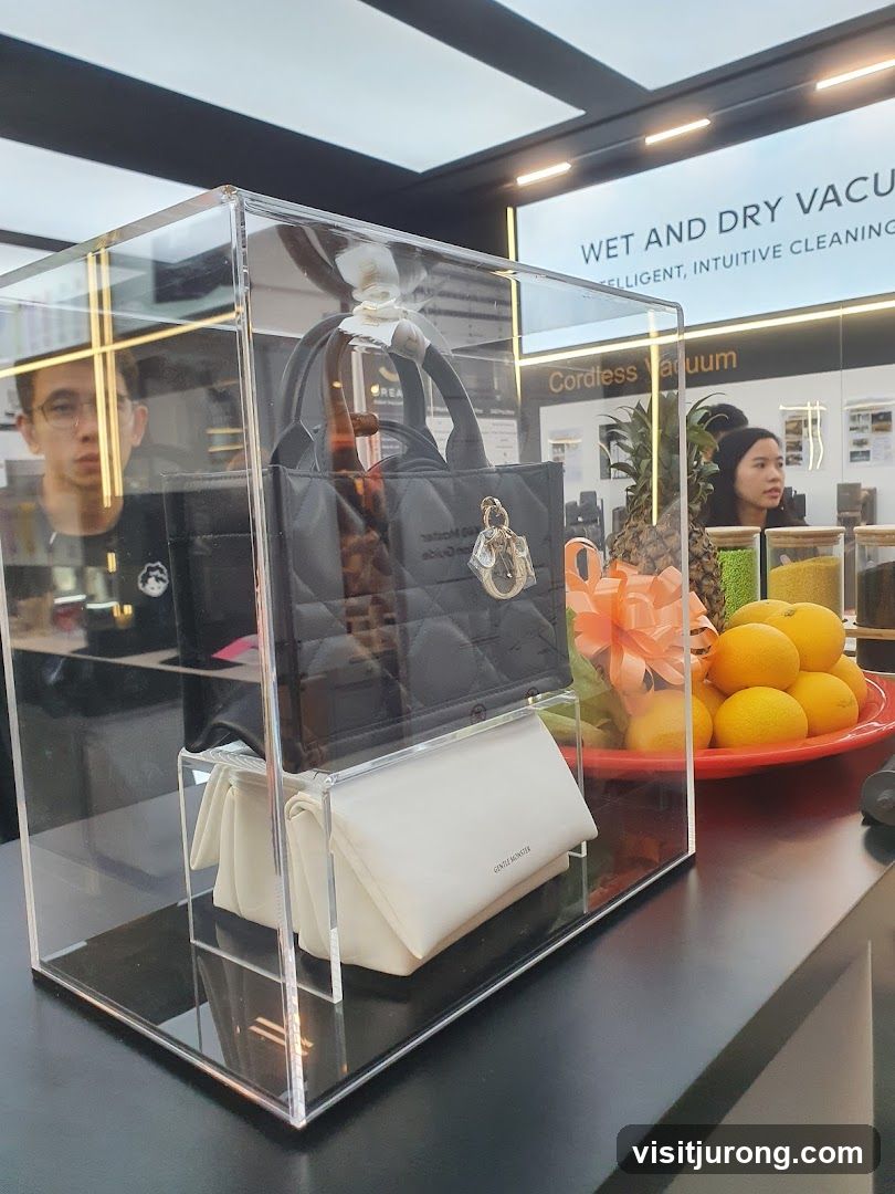 Handbags and accessories display