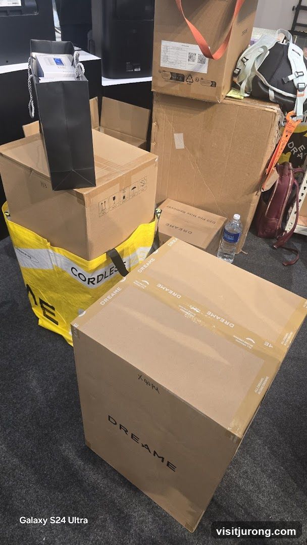 Stacked Boxes and Shopping Bag