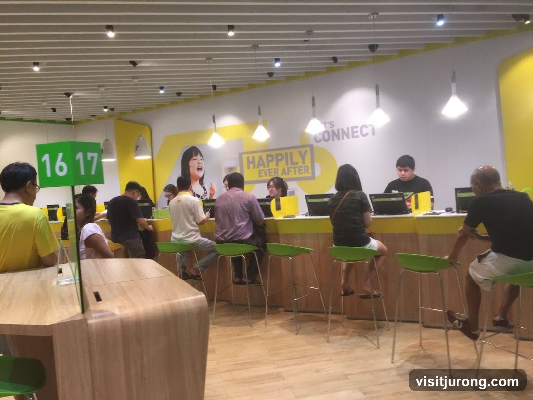 Customers at service counters