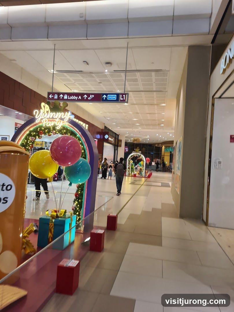 Mall Interior with Festive Decorations