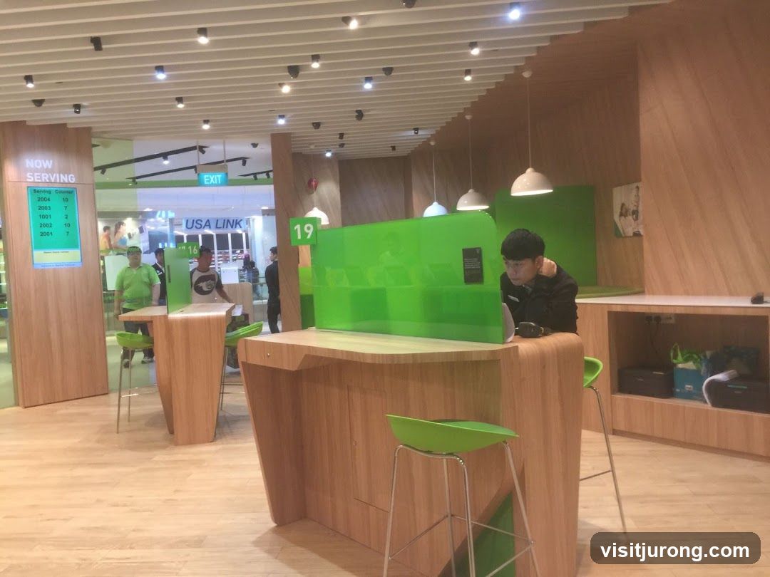 Customer service area with digital display