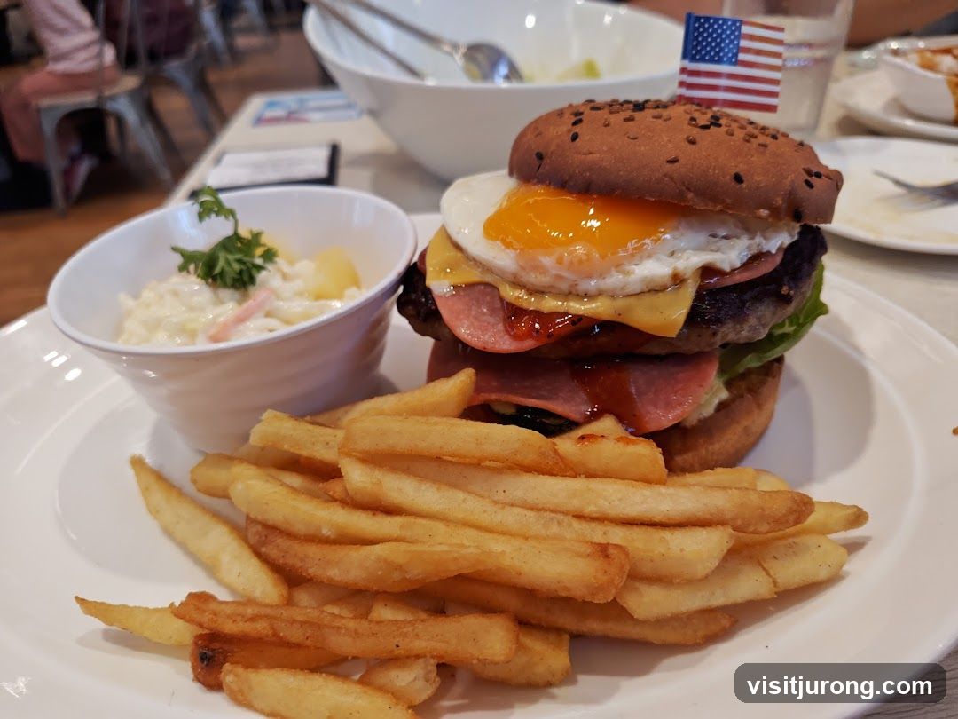 Burger with Fries and Coleslaw