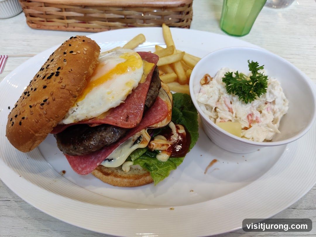 Burger with Fries and Coleslaw