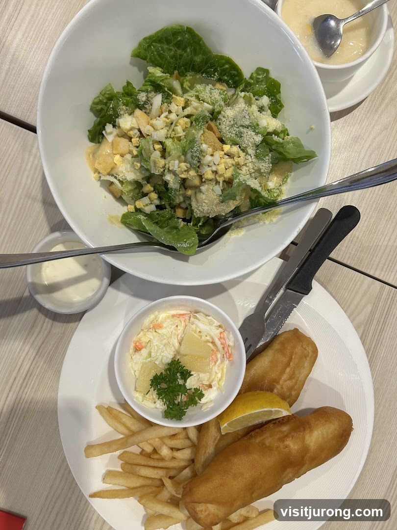 Fish and Chips with Caesar Salad