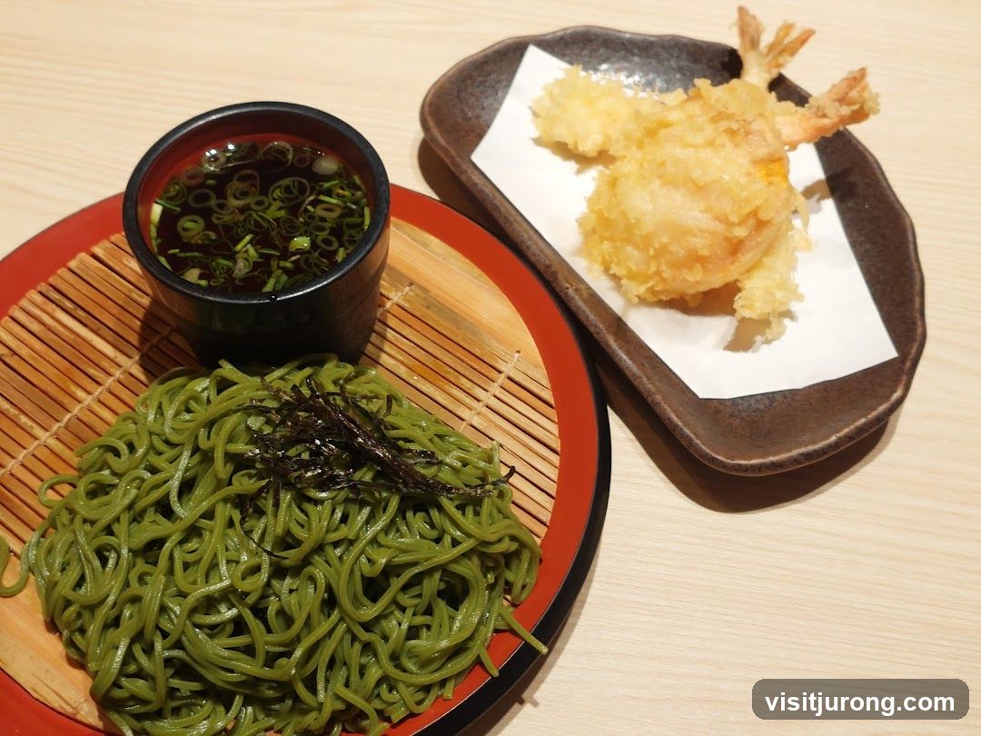 Green Soba Noodles with Tempura