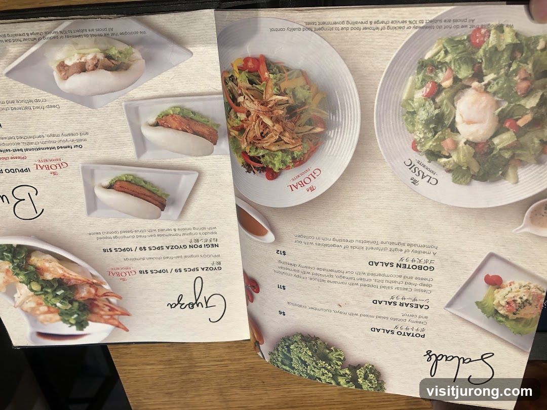 Menu with Salads and Gyoza