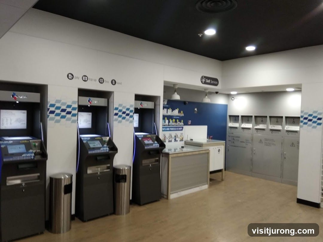 Self-service kiosks and mailboxes