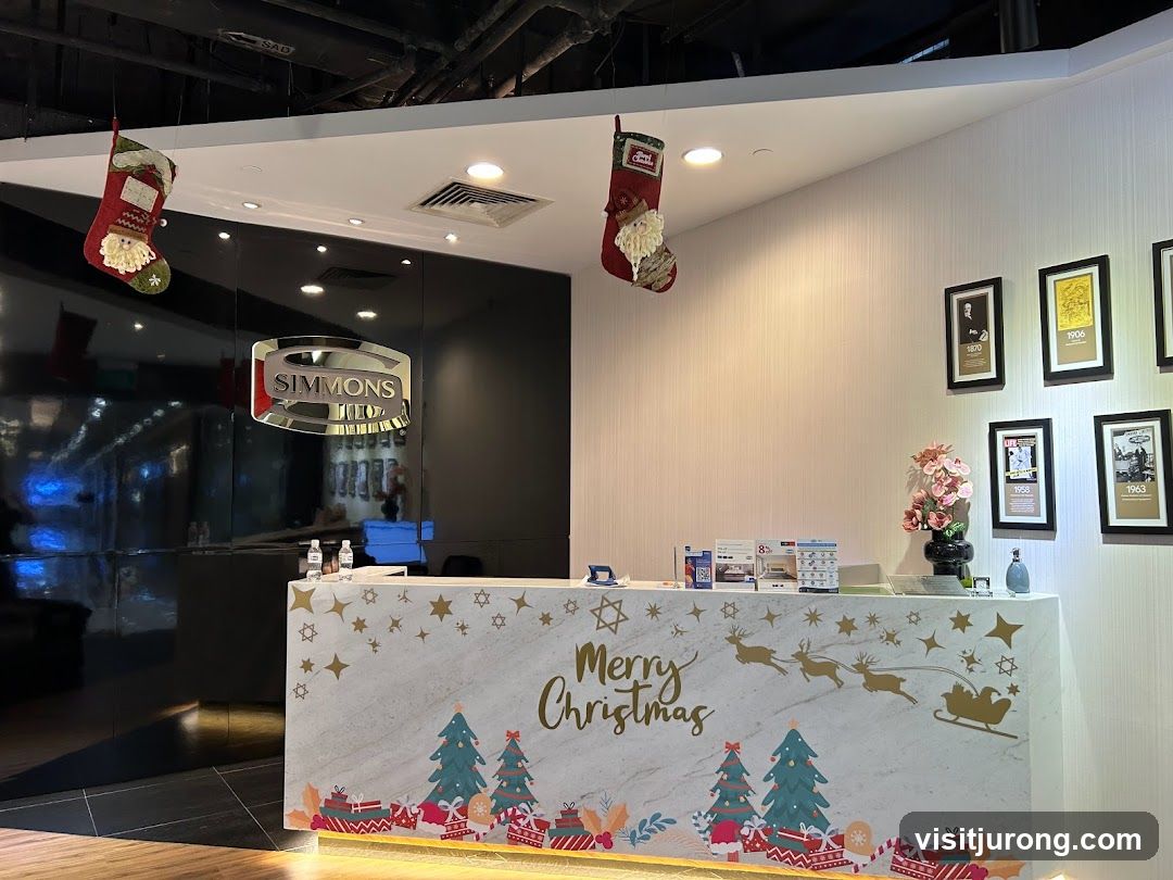 Christmas-themed reception desk