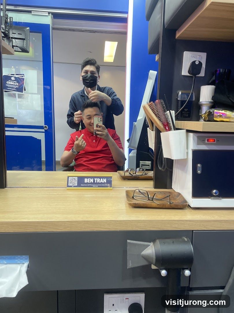 Barber giving a haircut