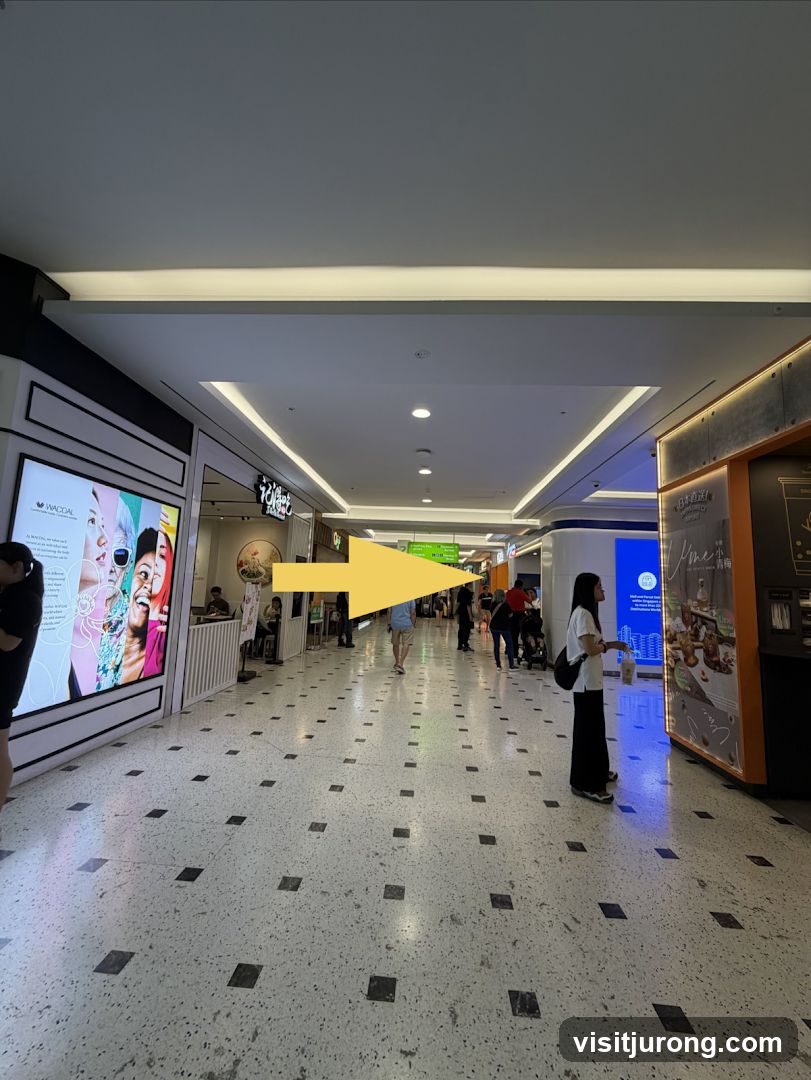 Mall Interior with Shops and People