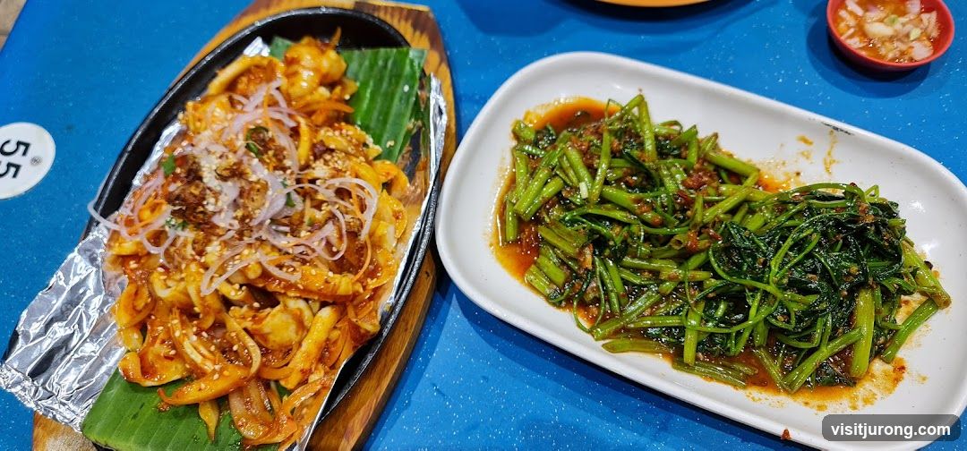 Sizzling Seafood and Stir-Fried Greens