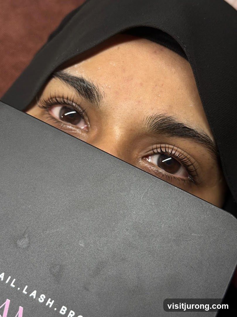 Close-up of Eyes and Product Packaging