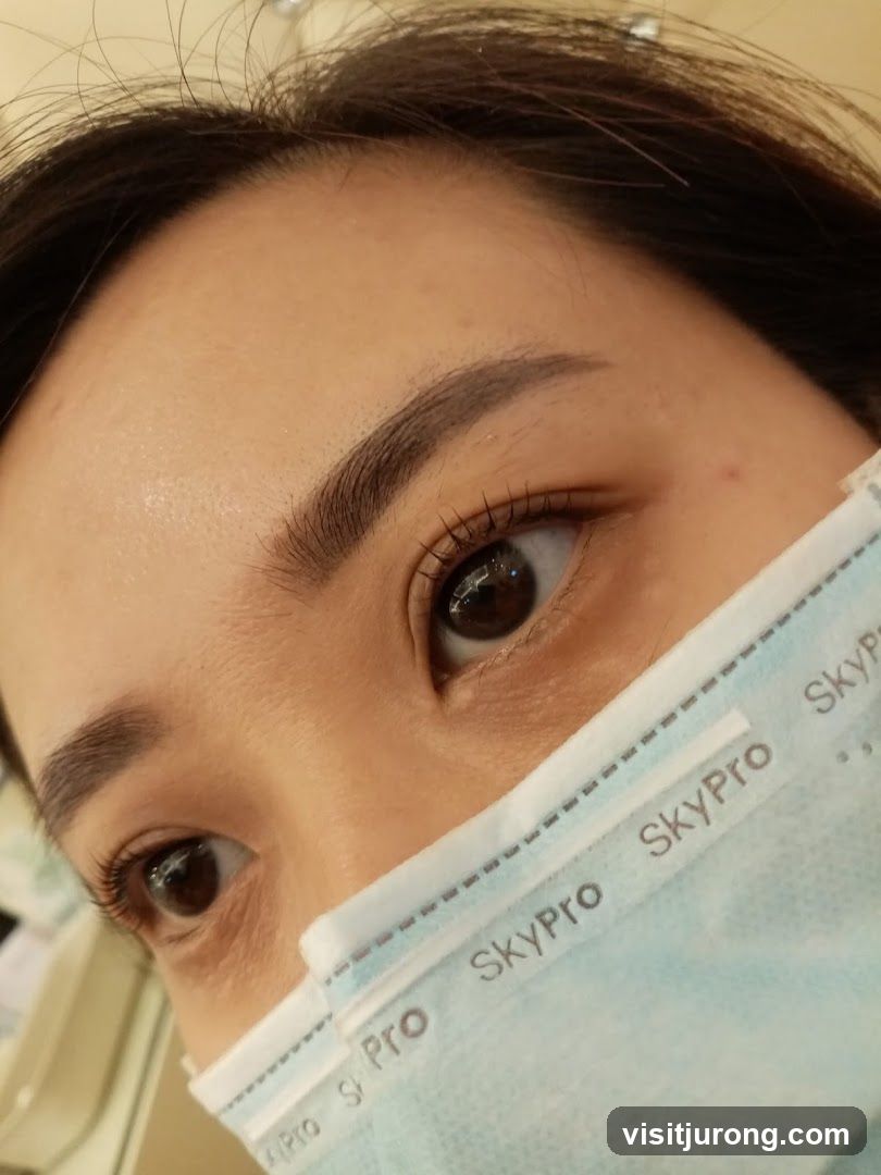Close-up of a person's eyes and forehead