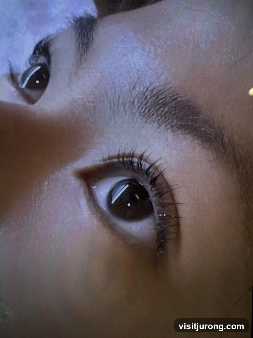 Close-up of a person's eye with dramatic eyelashes