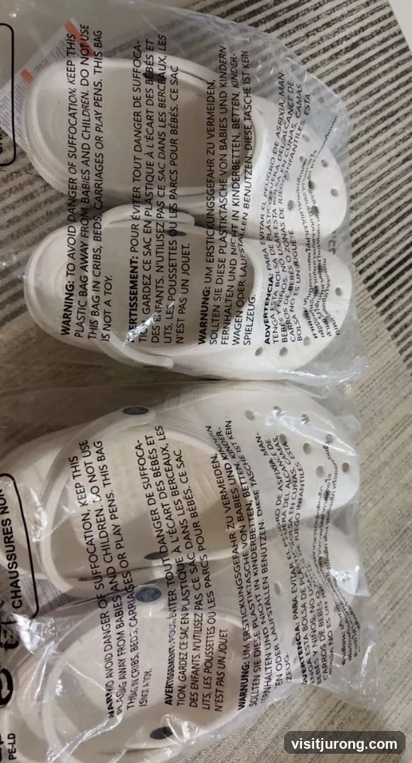 White Slip-on Shoes in Plastic Packaging