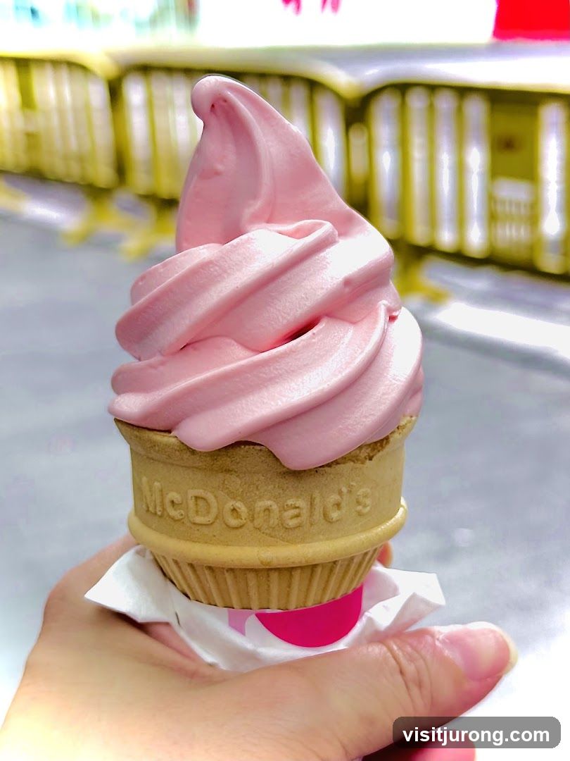 Pink Soft Serve Ice Cream Cone