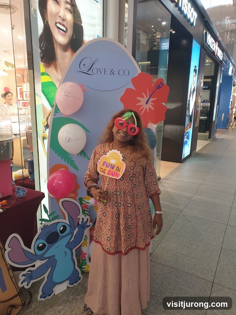 Woman Posing with a Photo Booth Prop