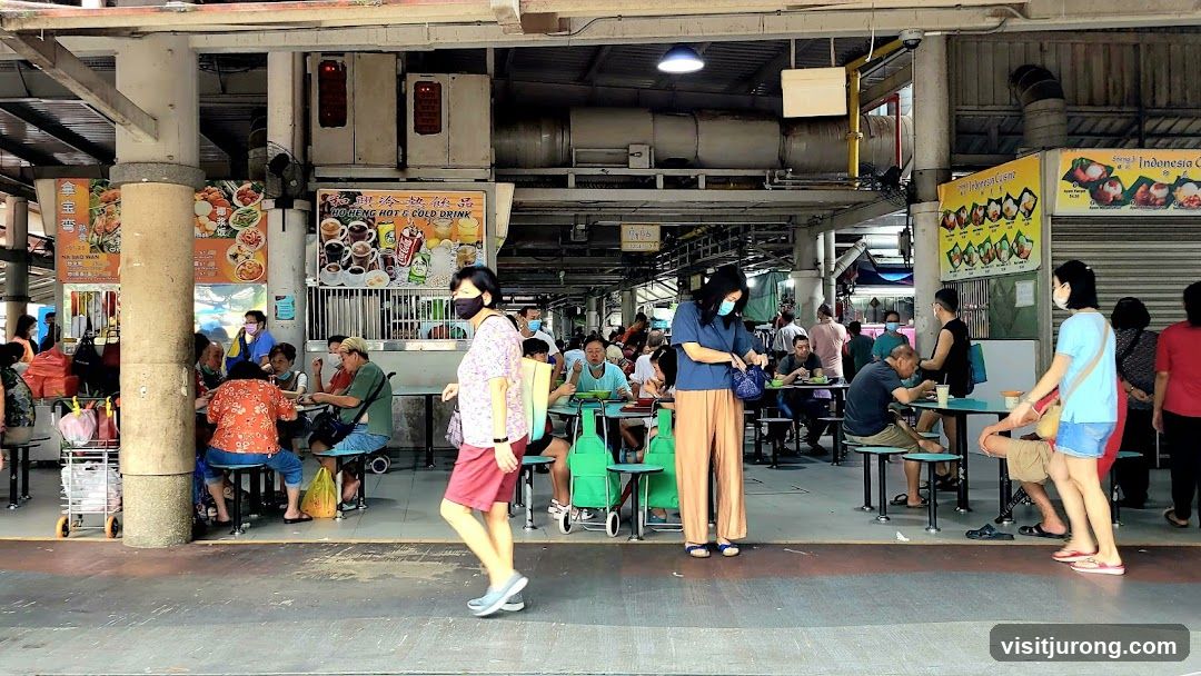 Outdoor Food Court with Diners