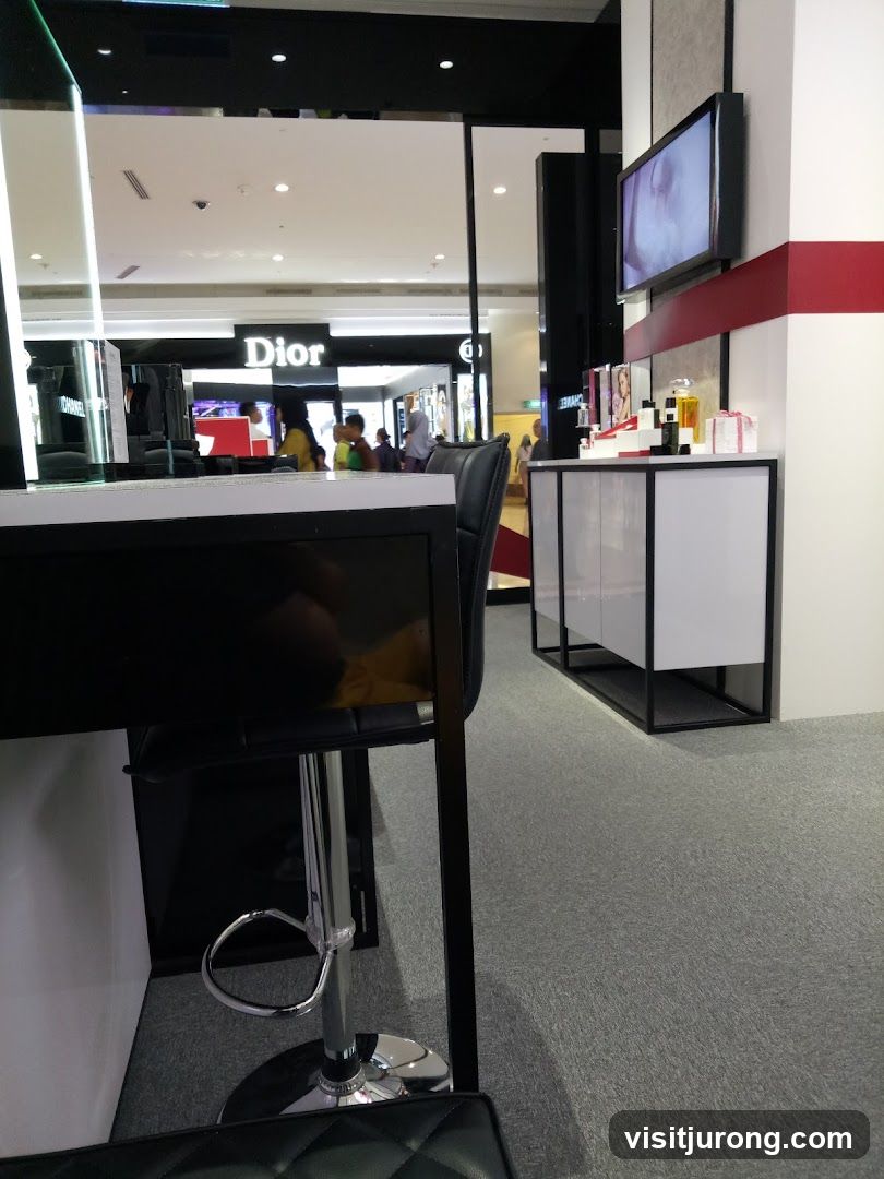 Cosmetics display in a mall