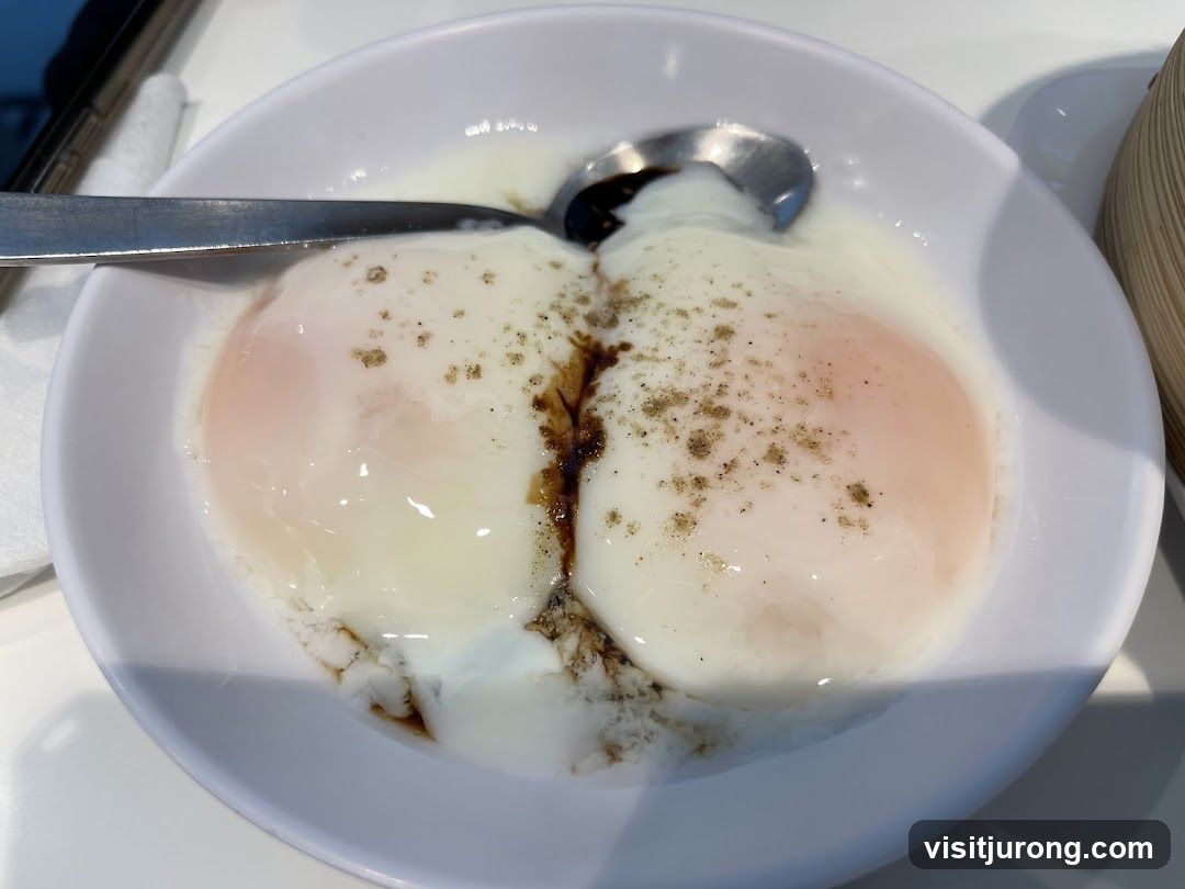 Soft-boiled eggs with soy sauce and pepper