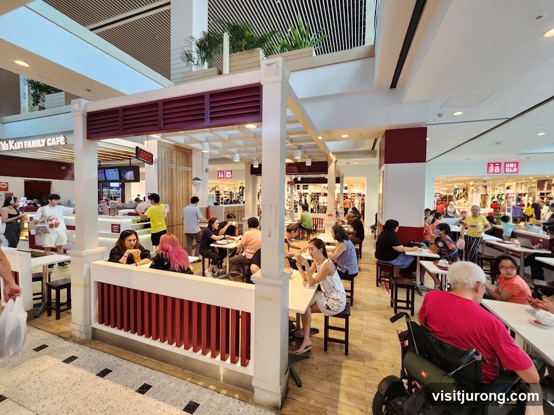 Indoor food court with seating area