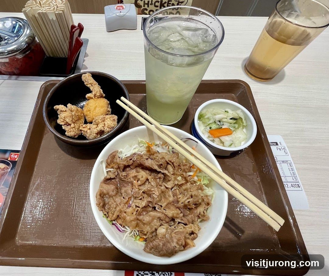 Meal Tray with Beef Bowl and Fried Chicken