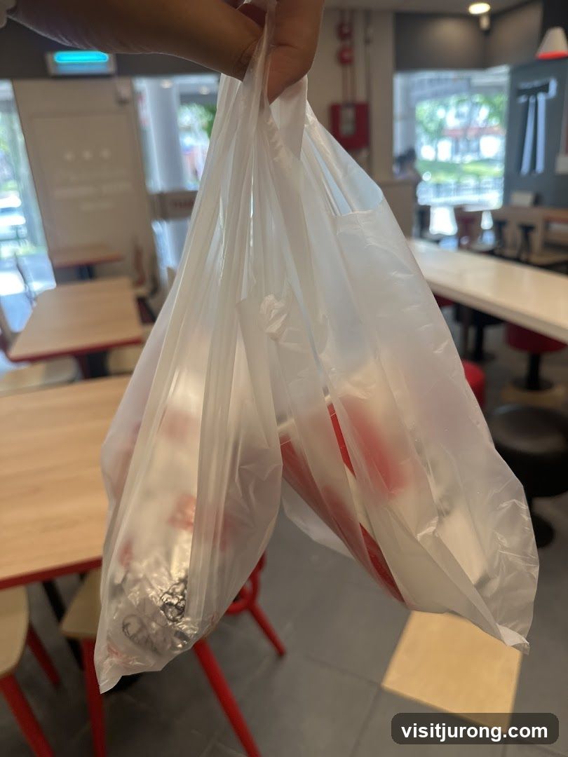 Takeaway Bag with Drinks and Food