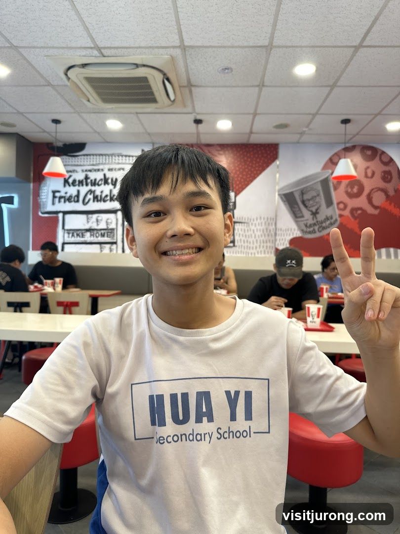 Young man in KFC
