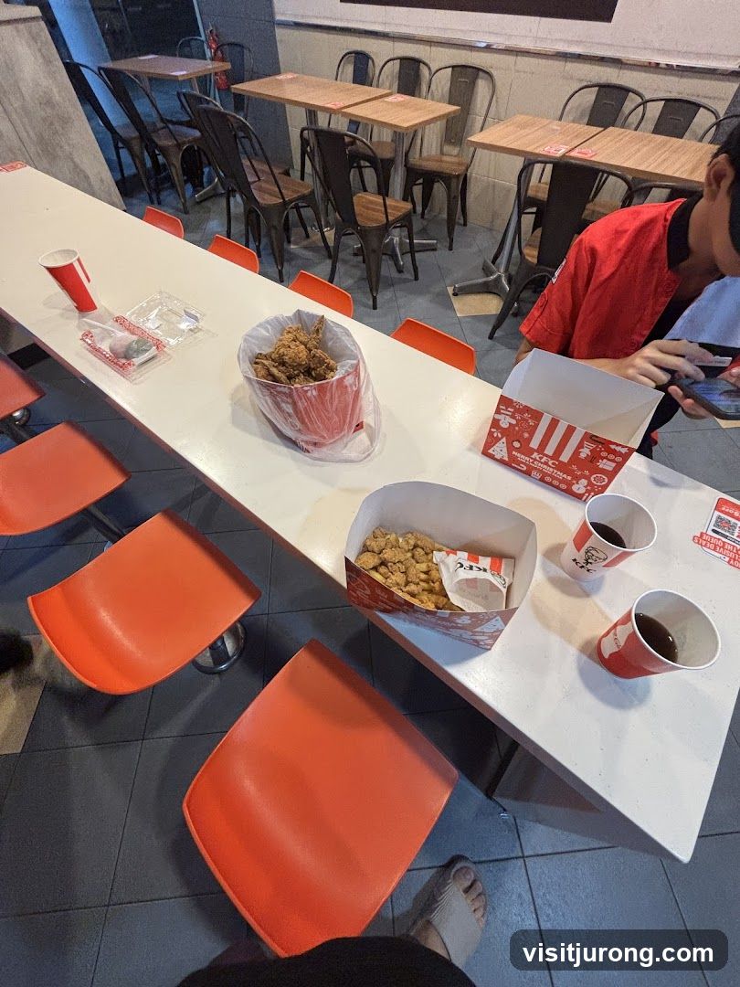 KFC dining area with food