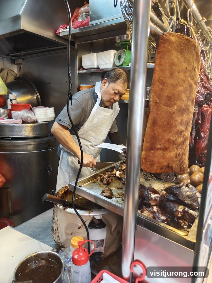 Butcher preparing meat