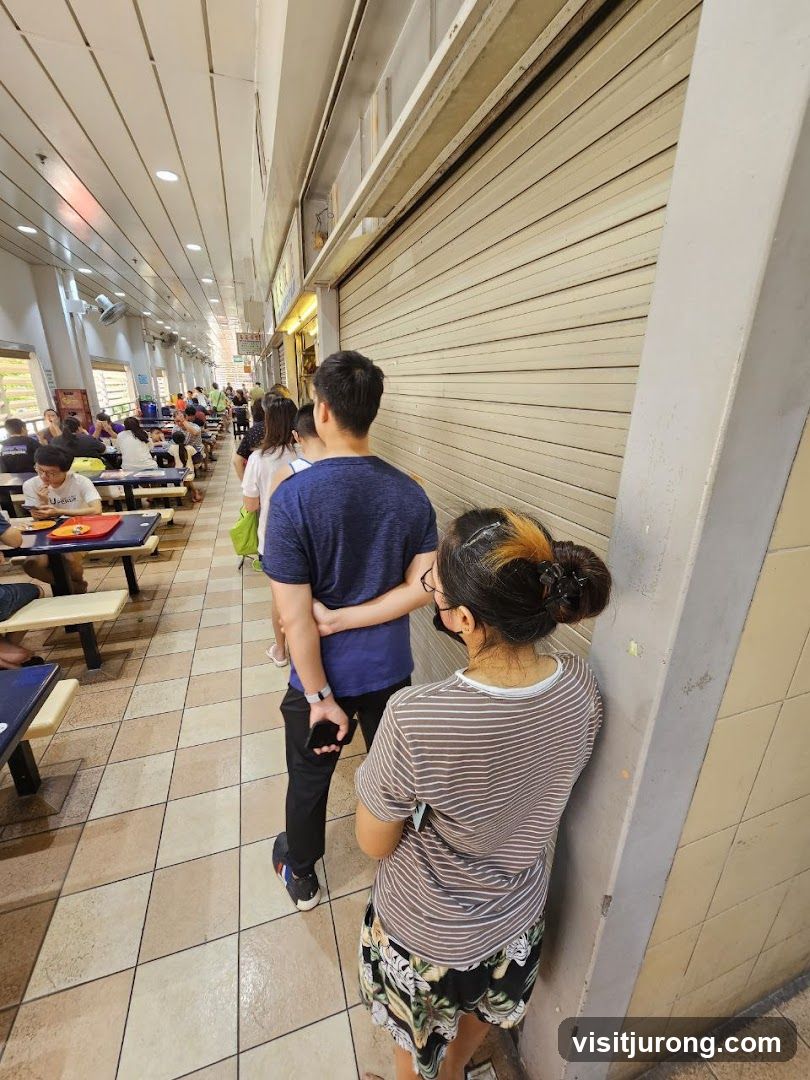 People queuing at a food court