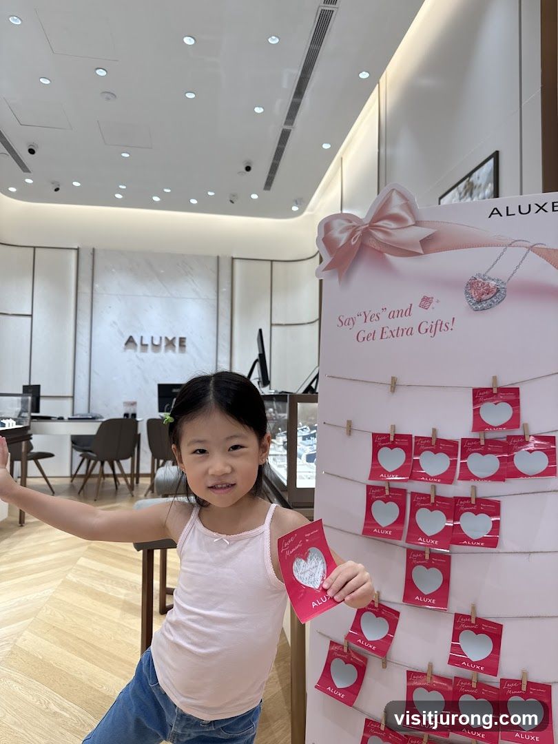 Girl Holding a Scratch Card at a Jewelry Store