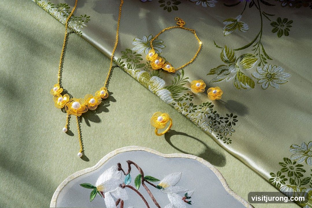 Gold and Pearl Jewelry Set