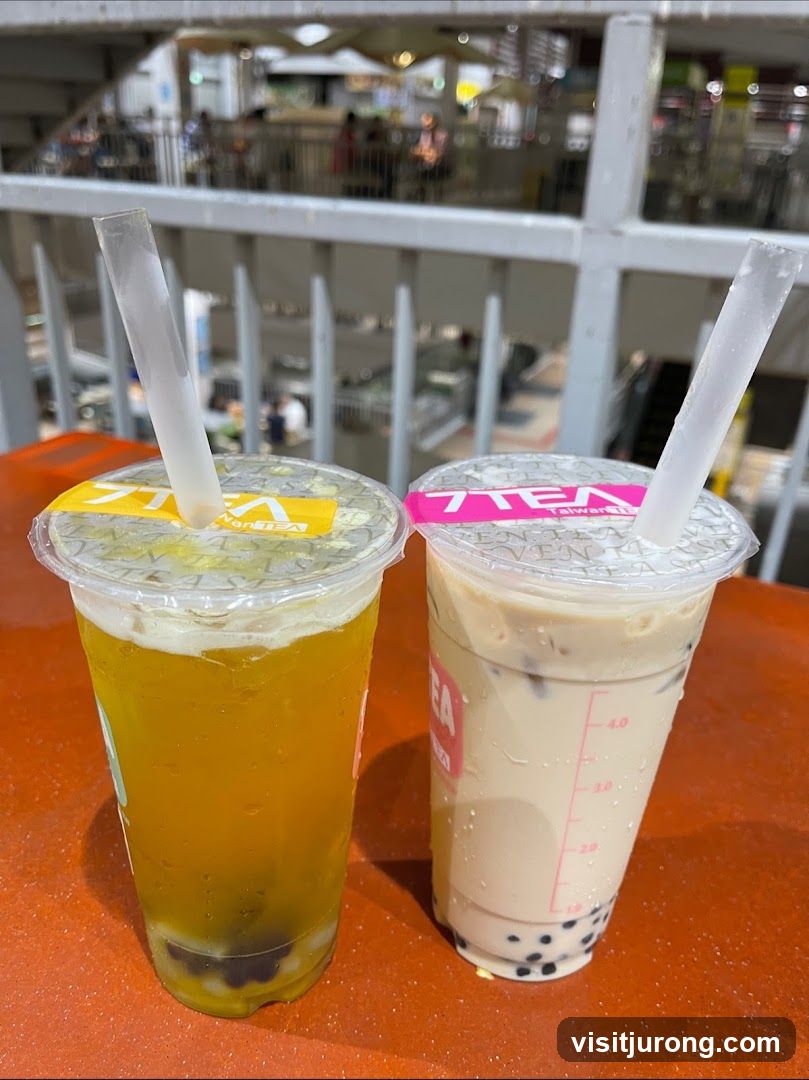Two bubble tea drinks