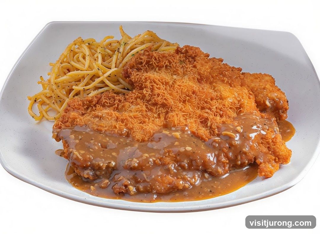 Crispy Chicken Cutlet with Spaghetti