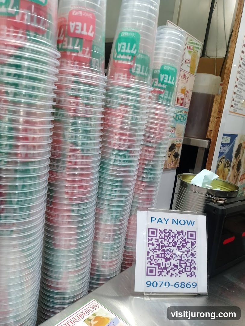 Payment QR Code and Stacked Cups